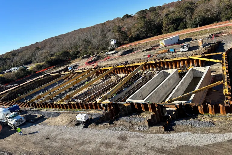 Sheet piling at a jobsite