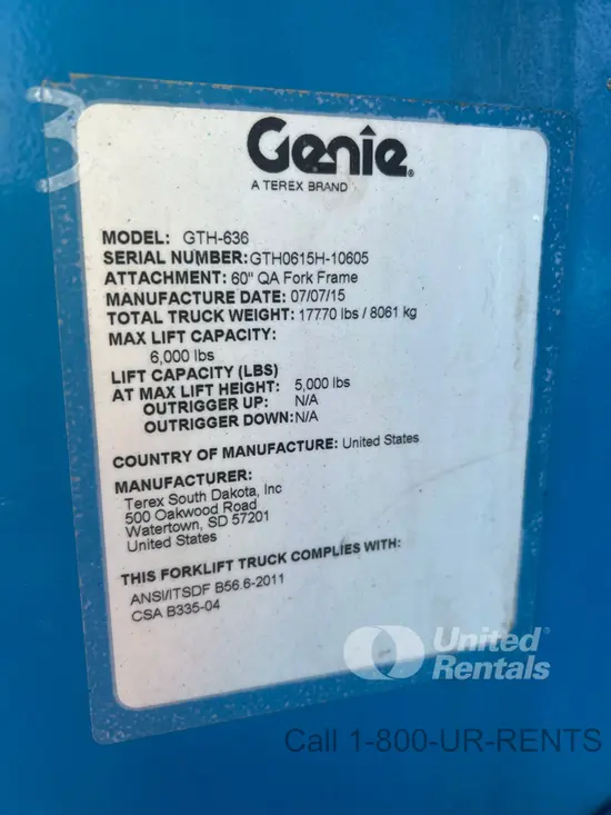 2015 Genie GTH-636 Forklift