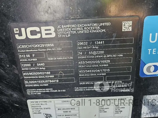 2019 JCB 512-56 Forklift