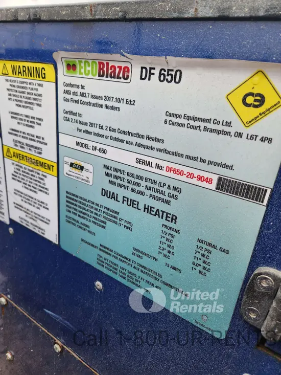 2020 Campo Equipment DF650RE3D Heater