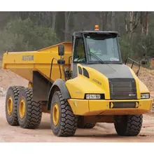 A dumper truck in operation on a construction site, moving earth and materials to support ongoing infrastructure work.