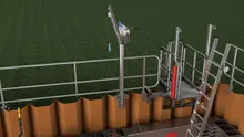 Construction worksite with scaffolding tubes and temporary fencing in place to ensure safety and secure the project area.