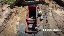 Launch and receive pits method used on an open excavation